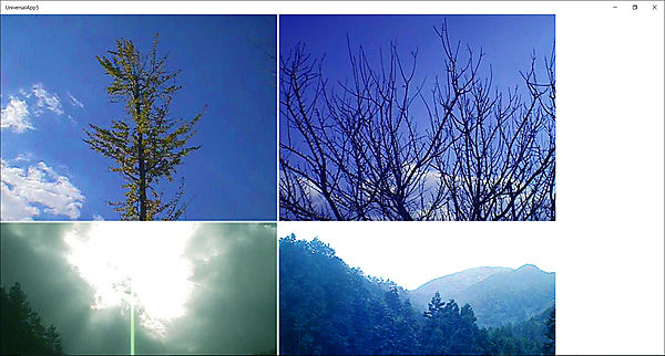 640×480サイズの画像が横2列で表示される。スクロールすることも可能