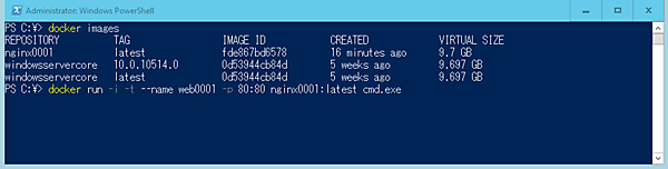 nginx入りのイメージからコンテナを起動