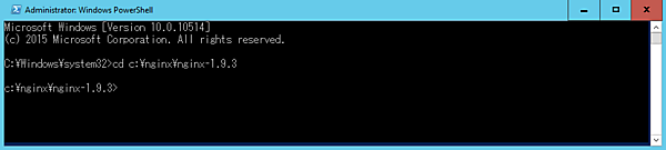 コンテナのコマンドプロンプトでnginxがインストールされたディレクトリに移動