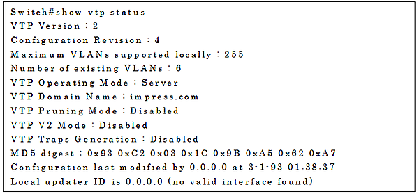 show inshow vtp statusコマンドの実行例