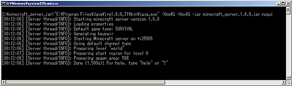 サーバーコンソール画面