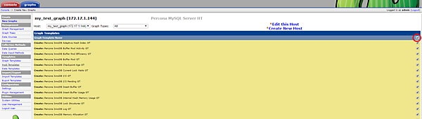 グラフテンプレートの一覧表示