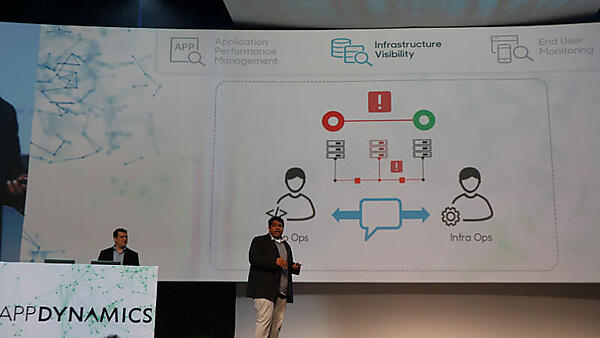 インフラ可視化のデモを紹介するCTOのスンカラ氏