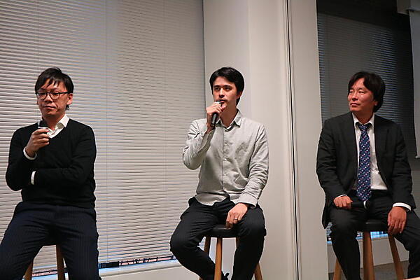 右からWire and Wirelessの中野氏、U-NEXTの柿元氏、GDOの種村氏。