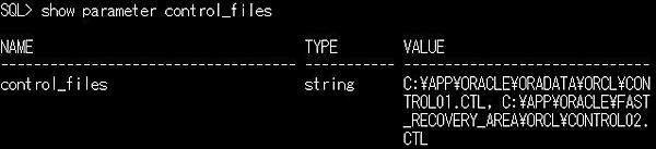 制御ファイルの場所をコマンドで確認