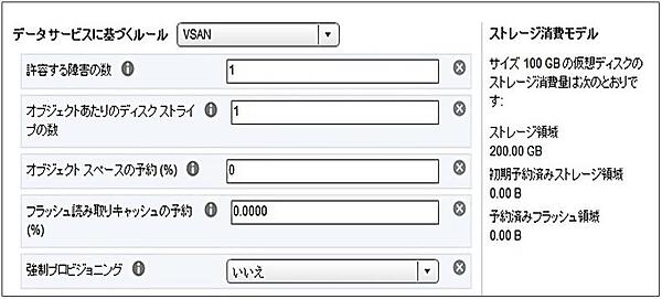 ストレージポリシーの設定画面