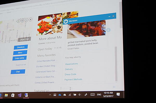 ボットによってSkypeチャットからレストラン情報を検索