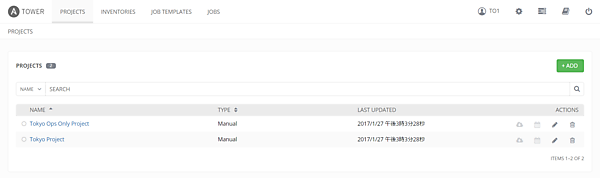 Projectへの権限があるので、Projectが表示されている