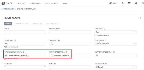 Job Templateの作成画面