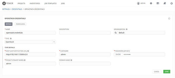 Credentialの編集画面