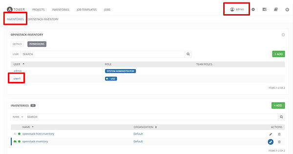 一般ユーザー（user1）にInventory利用の権限を付与