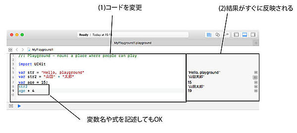 画面6　変数名や式を単独で記述してもエラーにはならない