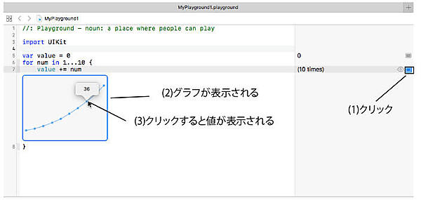 画面8　変数の変化をグラフで表示できる