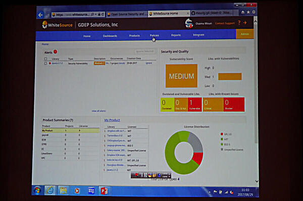WhiteSourceの管理コンソール