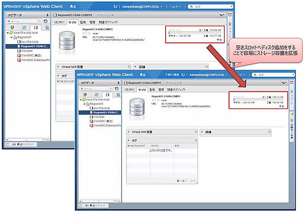 ディスク追加によるデータストア拡張