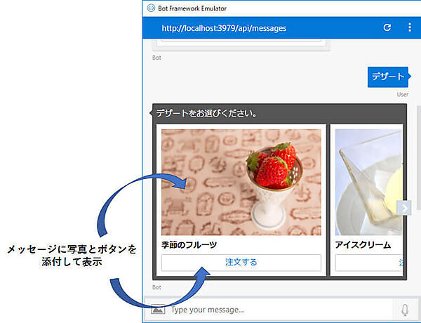 画像を添付して表示