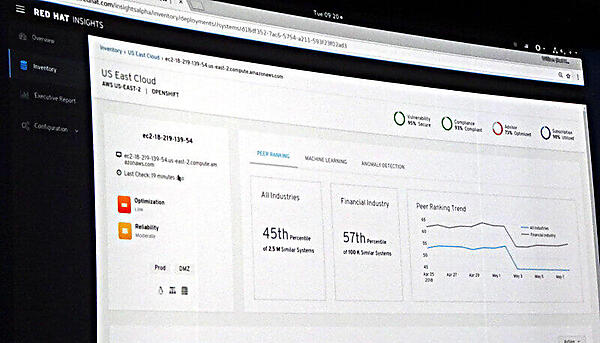 機械学習で支援を行うRed Hat Insightのデモ画面