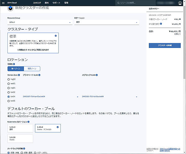 図8：新規クラスターの作成