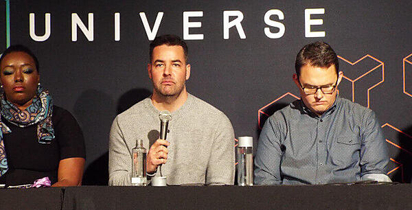 プレスセッションで質問に答えるGitHubのメンバー。左からOmoju Miller氏、Jason Warner氏、Kyle Daigle氏