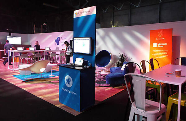 Microsoftのブース。Azure Pipelineがメイン
