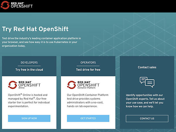 図5. OpenShift Onlineのトップページ