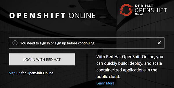 図9. OpenShift Onlineのログインページ