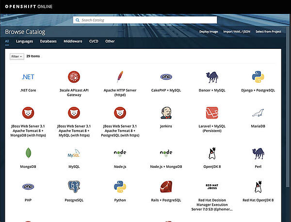 図19. OpenShift Online のポータル画面
