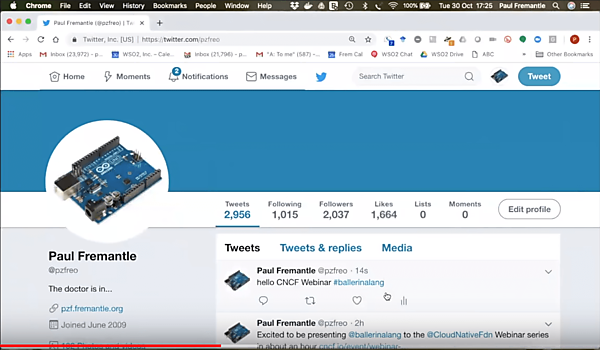 hello CNCF Webinar #Ballerinalangというツイートを確認