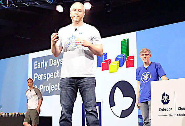 Kubernetesの初期を知るエンジニア。左からColeman氏、Grant氏、Hockin氏