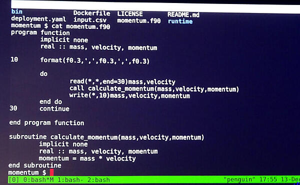 デモで使われたシンプルなFortranのソースコード