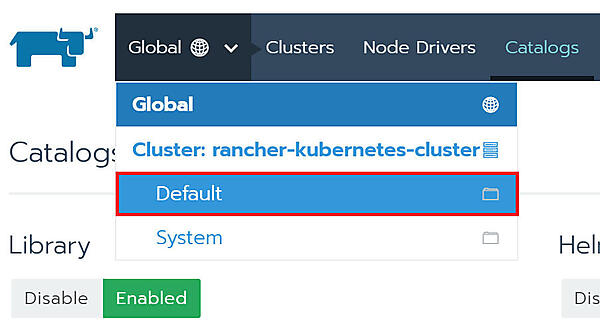 図12：メニューから「Default」を選択
