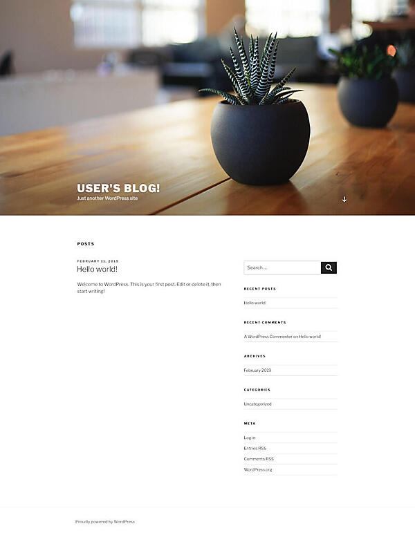 図19：WordPressのトップ画面が表示される