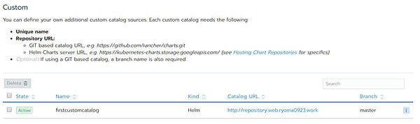 図12：カスタムカタログの登録後（StateがActiveのため問題はない）