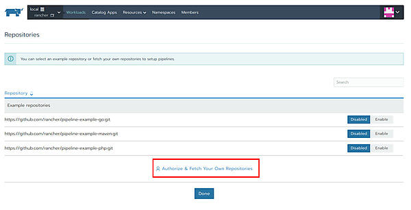 図3：連携しているRepositoryの一覧画面