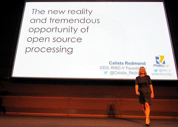 登壇するRISC-V FoundationのCEO、Calista Redmond氏