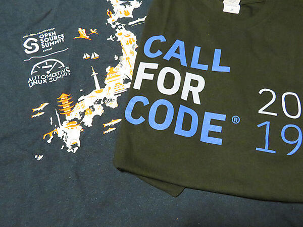 IBMが推進するCall for Code2019とOpen Source Summit 2019 JapanのTシャツ
