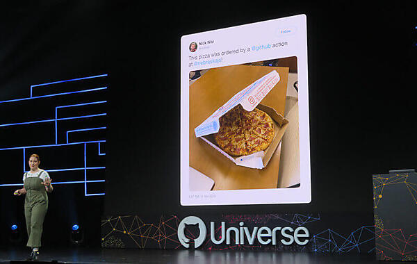 GitHub Actionsでピザをオーダーした例を紹介するLawson氏