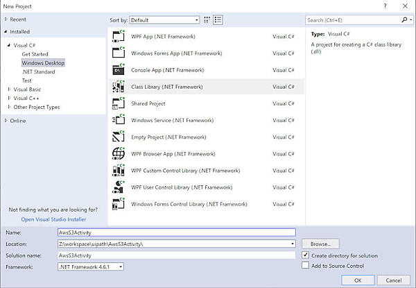 新規プロジェクトの作成