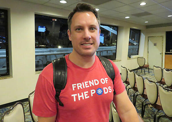 Red HatのBrian Gracely氏。TシャツがシアトルのKubeConの時と同じなのがおもしろい