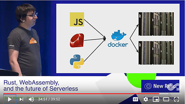 この図はさまざまな言語の実行形式がDockerで抽象化されていることを示す
