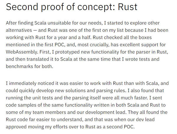 2番目のPoCに選ばれたのがRust