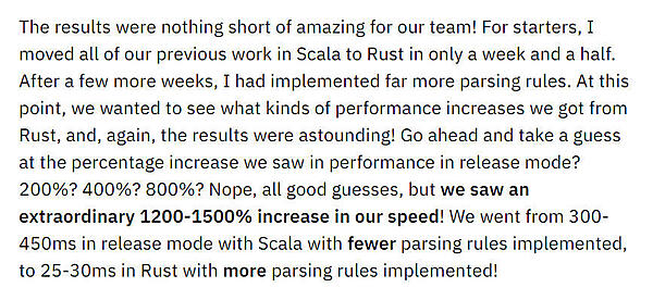 Scalaに比べて大幅に高速実行が可能なRust