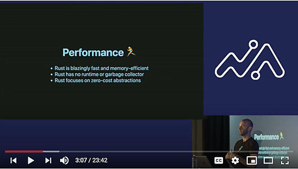 最初に挙げたRustの特徴は高性能であること