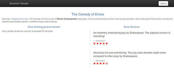 図8：BookinfoアプリケーションのProductページ（DetailsサービスAccess Denied）