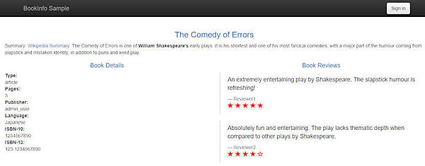 図9：BookinfoアプリケーションのProductページ