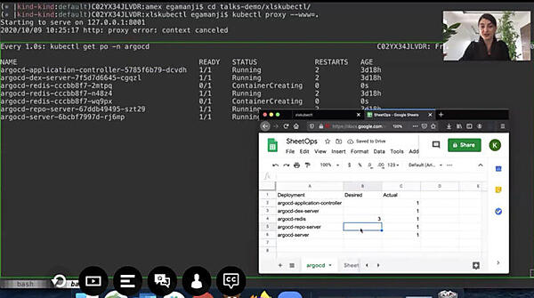 実際にシートの数値を変えることでPodが起動されるデモを実施