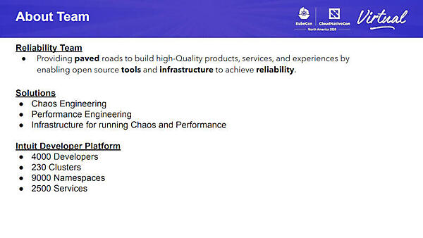 Sumit Nagal氏のチームの概要。開発環境は4000人のデベロッパーに230のクラスターという規模