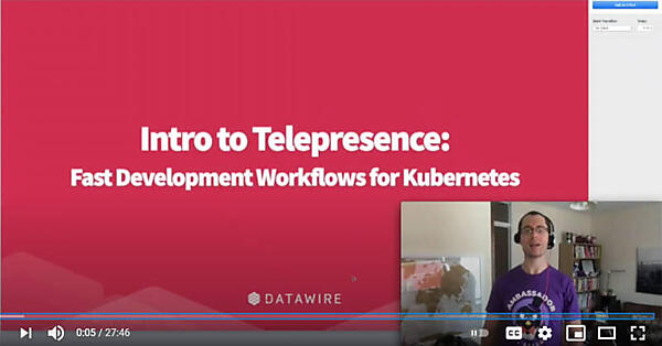 セッションを行うBryant氏。Ambassador LabsのDev Rel Directorである