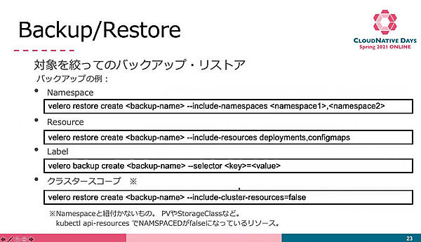 Backup/Restoreの例