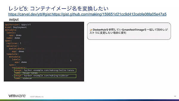 実際に書き換えられた例。イメージ名にレジストリー名が追加されている